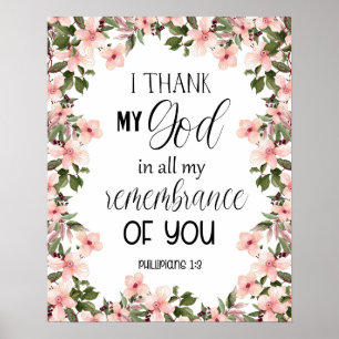 Bible verse Floral Philippians Wall Art Poster