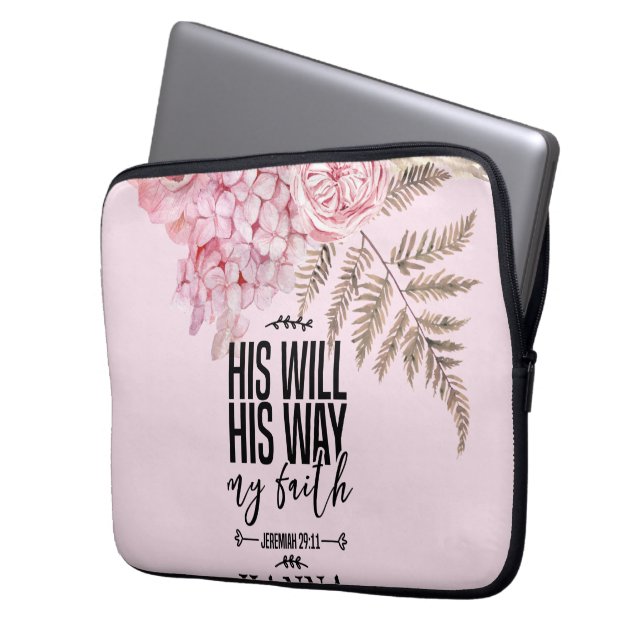 Bible Verse Floral Pink Blush Electronics Bag (Front Left)