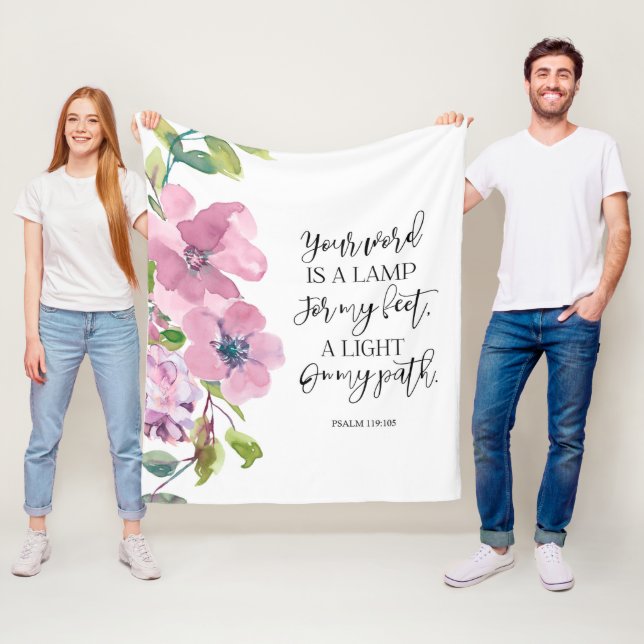 Bible verse floral Psalm 119 fleece blanket (In Situ)