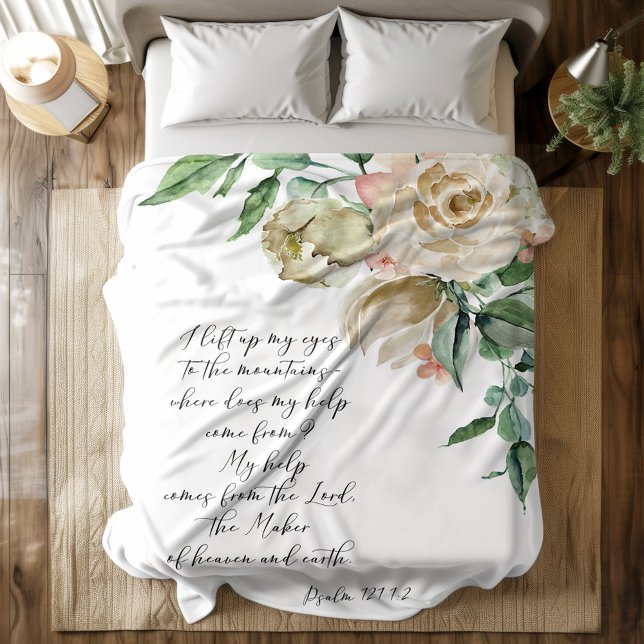 Bible verse floral Psalm fleece blanket (Creator Uploaded)