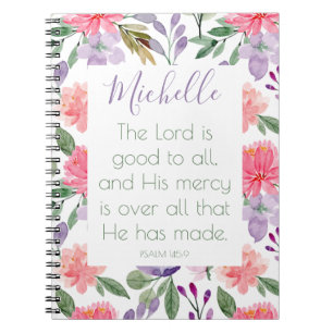 Bible Verse Floral Purple Notebook