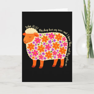 Bible Verse Floral Sheep My Sheep Hear My Voice Re Card