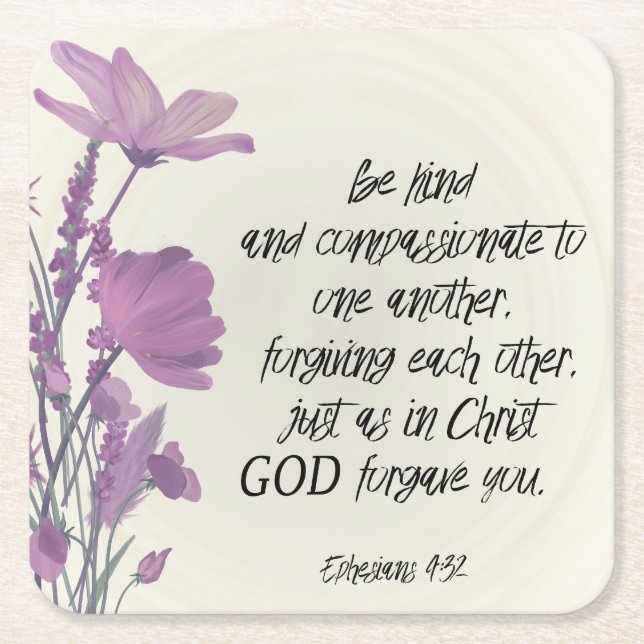 Bible verse Floral Square Paper Coaster (Front)