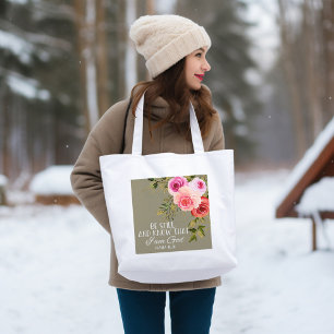 Bible verse Floral Tote Bag