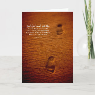 Bible Verse Footprints Sand Genesis 1:20 Card