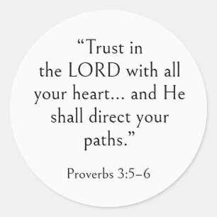Bible Verse for Stress, Proverbs 3:5-6, Modern Art Classic Round Sticker