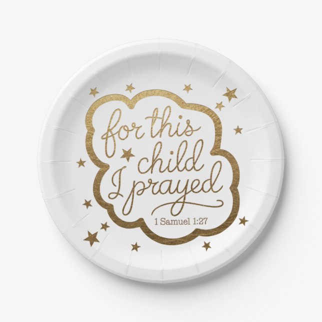 Bible verse from 1 Samuel 1:27 Paper Plate (Front)