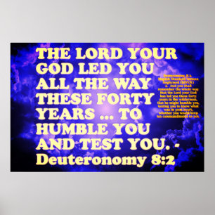 Bible verse from Deuteronomy 8:2. Poster