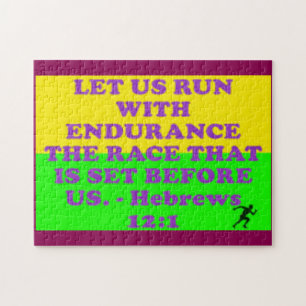 Bible verse from Hebrews 12:1. Jigsaw Puzzle