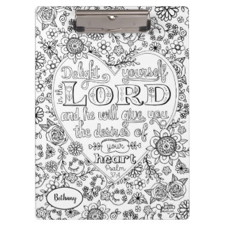 Bible Verse Girly Hand Lettered Scripture Floral Clipboard