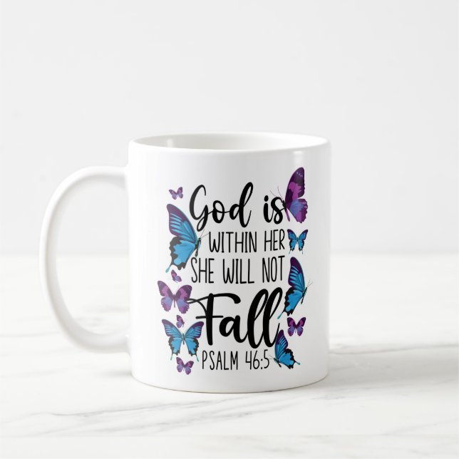 Bible Verse God Is Within Her She Will Not Fall Coffee Mug (Left)