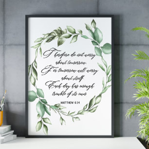 Bible verse green wreath scripture poster
