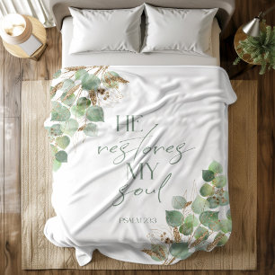 Bible verse Greenery Psalm fleece blanket