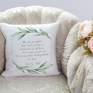 Bible verse greenery throw pillows