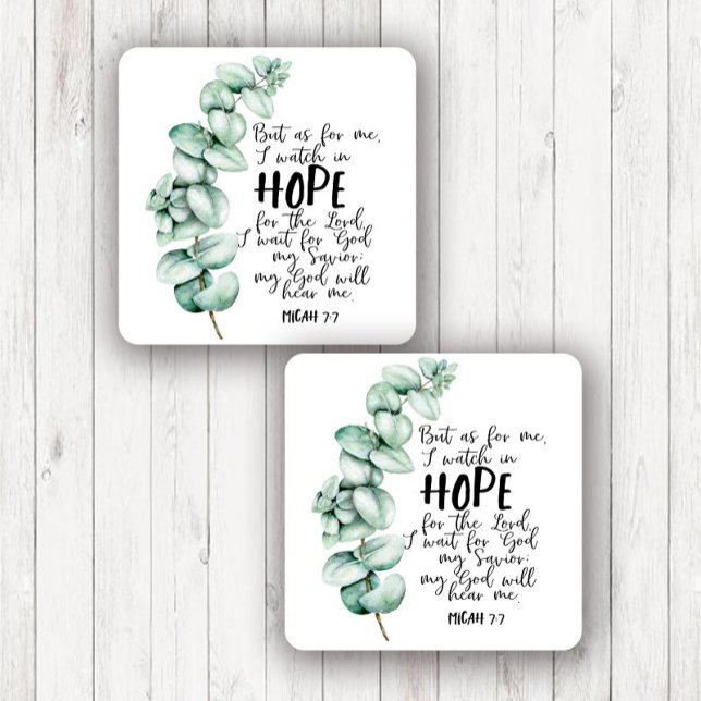 Bible Verse Hope Eucalyptus Square Sticker (Creator Uploaded)