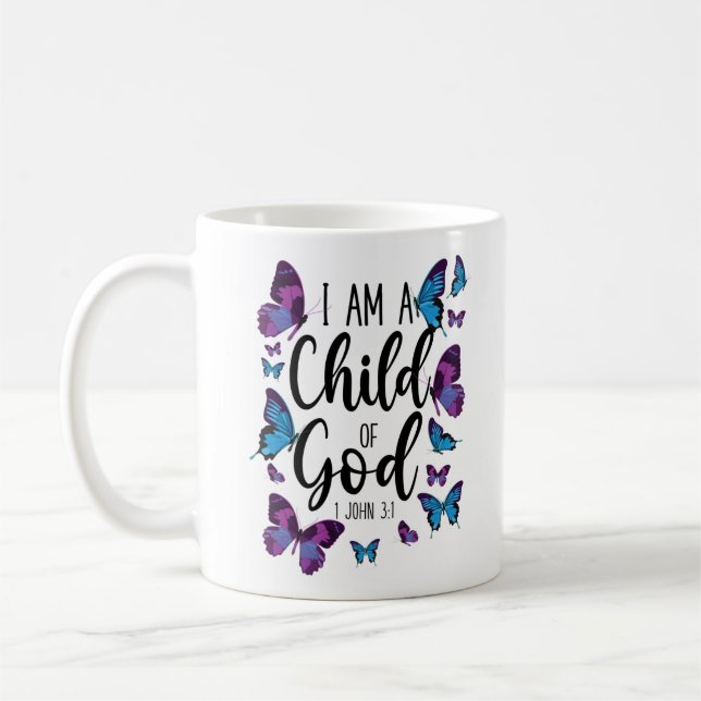 Bible Verse I Am A Child Of God 1 John 3:1 Coffee Mug (Left)