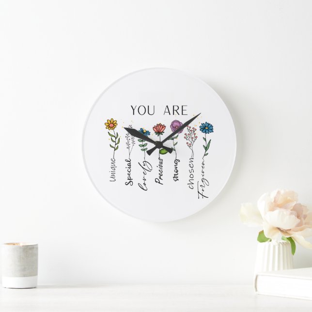 Bible Verse Inspiration Wildflower Affirmation Large Clock (Home)