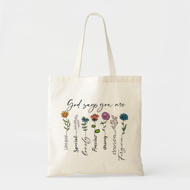 Bible Verse Inspiration Wildflower Christian Quote Tote Bag (Front)