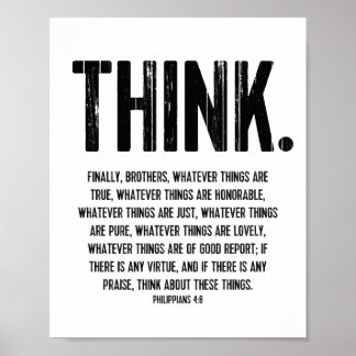 Bible Verse, Inspirational Philippians 4:8 Poster