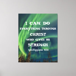 Bible Verse Inspirational Quote Northern Lights Canvas Print