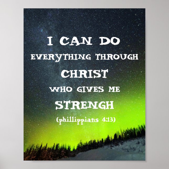 Bible Verse Inspirational Quote Scripture Aurora  Poster (Front)