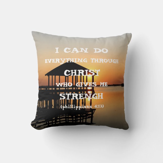 Bible Verse Inspirational Quote Scripture  Cushion (Front)
