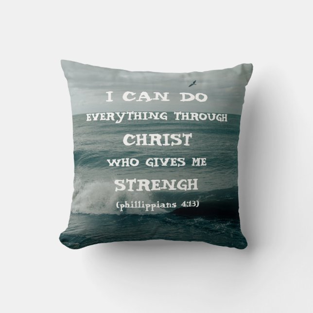 Bible Verse Inspirational Quote Scripture Cushion (Front)