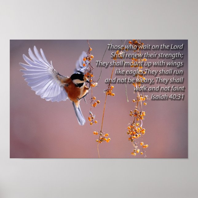 Bible Verse Isaiah 40:31 with Bird Motivational Poster (Front)