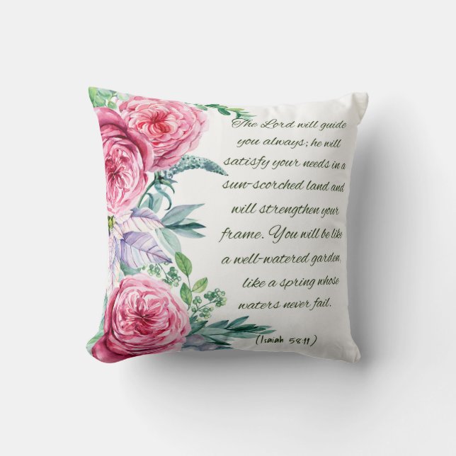 Bible Verse Isaiah 58:11 Cushion (Front)
