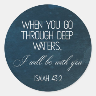 Bible Verse Isaiah Blue Round Sticker