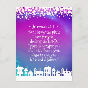 Bible Verse Jeremiah 29:11 Christmas Village Postcard
