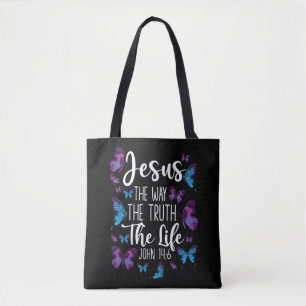 Bible Verse Jesus The Way The Truth The Life John Tote Bag