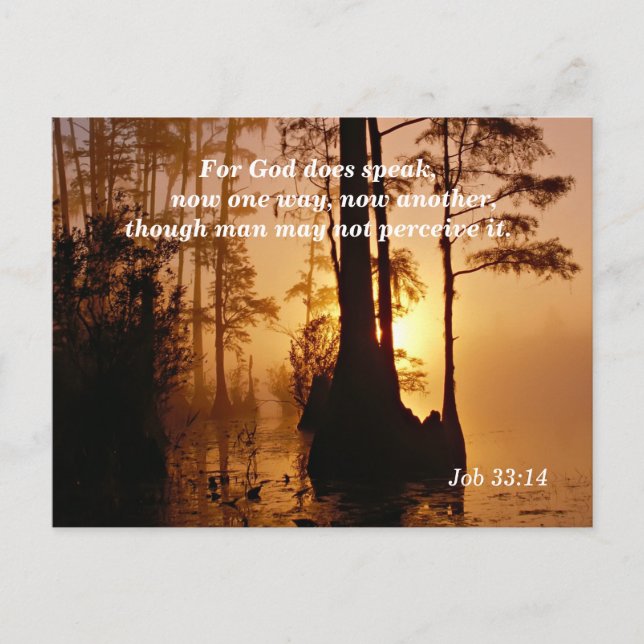 Bible Verse Job 33:14 God Does Speak Postcard (Front)