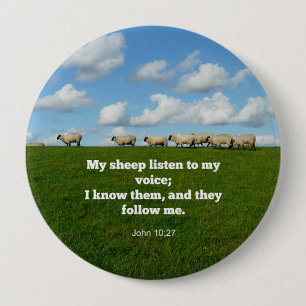 Bible verse, John 10:27, 10 Cm Round Badge