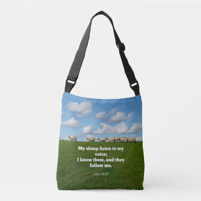 Bible verse, John 10:27, Crossbody Bag (Front)