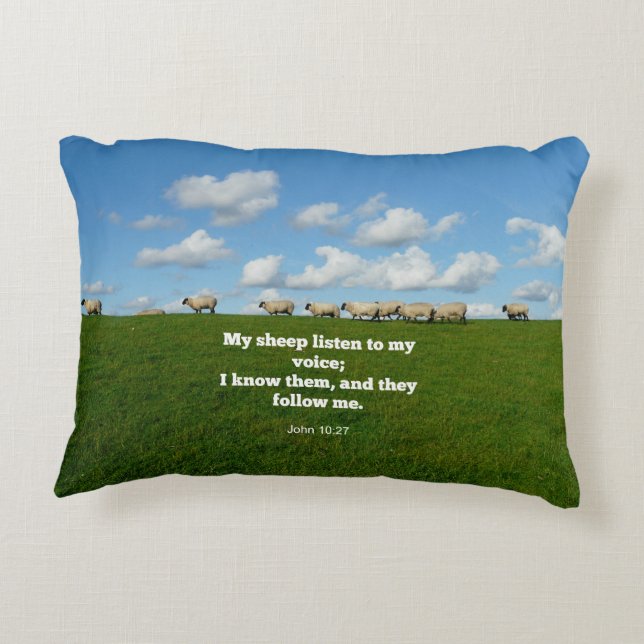 Bible verse, John 10:27, My sheep... Decorative Cushion (Back)