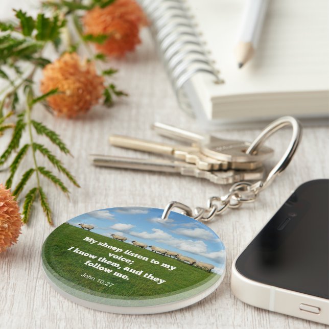 Bible verse, John 10:27, sheep, Key Ring (Front Right)