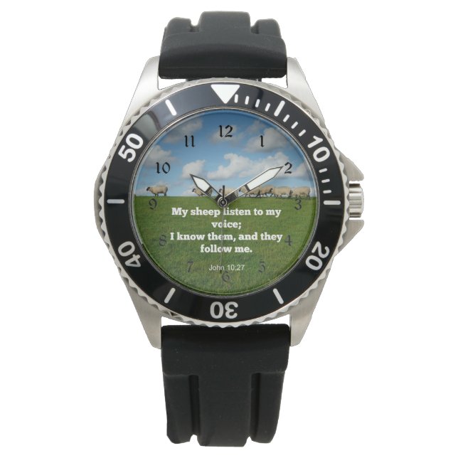 Bible verse, John 10:27, sheep, Watch (Front)