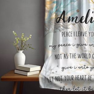 Bible Verse, John 14:27 WIth Name, Boho Floral Fleece Blanket