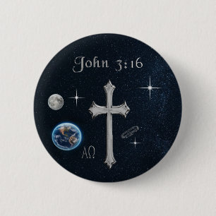 Bible Verse John 3:16 6 Cm Round Badge