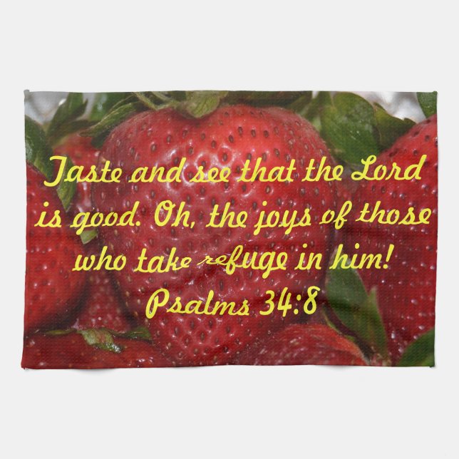 Bible Verse Kitchen Towel - Psalms 34:8 (Horizontal)