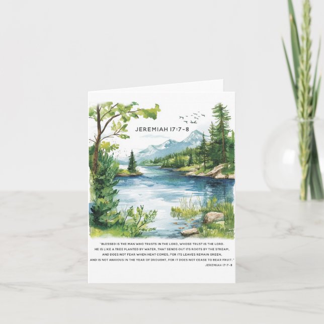 Bible Verse Landscape Print  Holiday Card (Front)