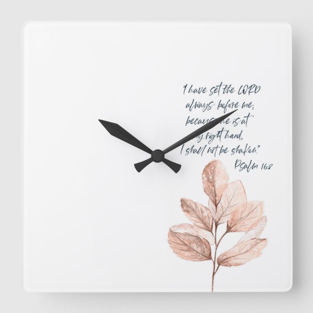 Bible verse Lord Psalm Leafy scripture  Square Wall Clock (Front)