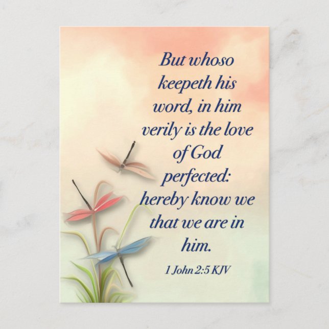 Bible Verse Matthew 1 John 2:5 KJV Postcard (Front)