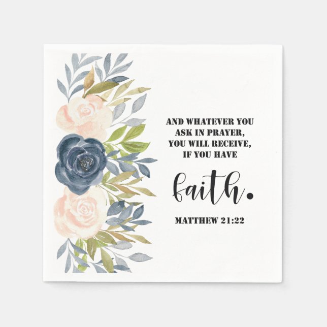 Bible verse Matthew Floral  Square  Napkin (Front)