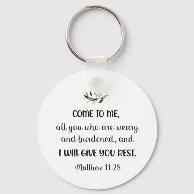 Bible verse Matthew Square Olive  Keychain (Front)