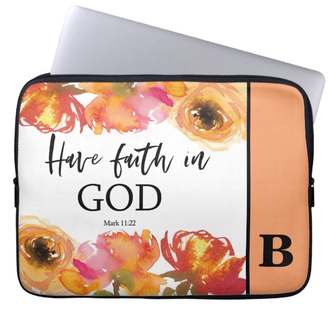 Bible Verse Monogram Laptop Sleeve (Front)
