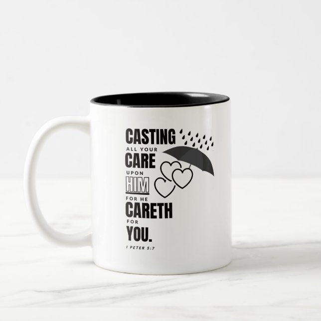 Bible Verse Mug - I Peter 5:7 KJV (Left)