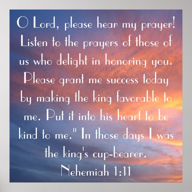 bible verse Nehemiah 1:11 sunset sky Poster (Front)