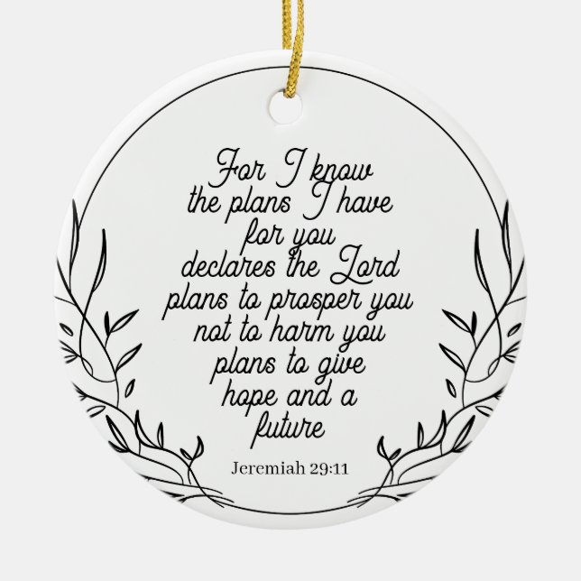 Bible Verse Ornament - Jeremiah 29:11 Ornament (Front)